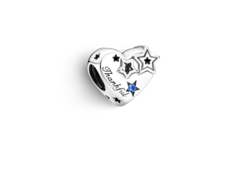 925 Sterling Silver Thankful Heart Charm