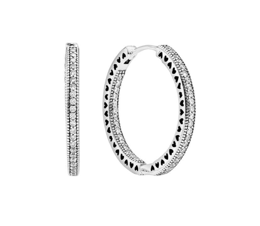 925 Sterling Silver Pave Hoops