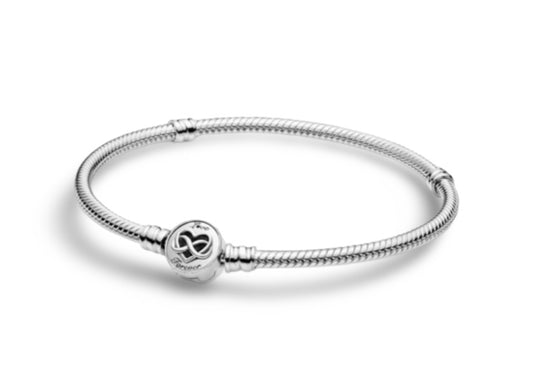 925 Sterling Silver Heart Infinity Snake Chain Bracelet