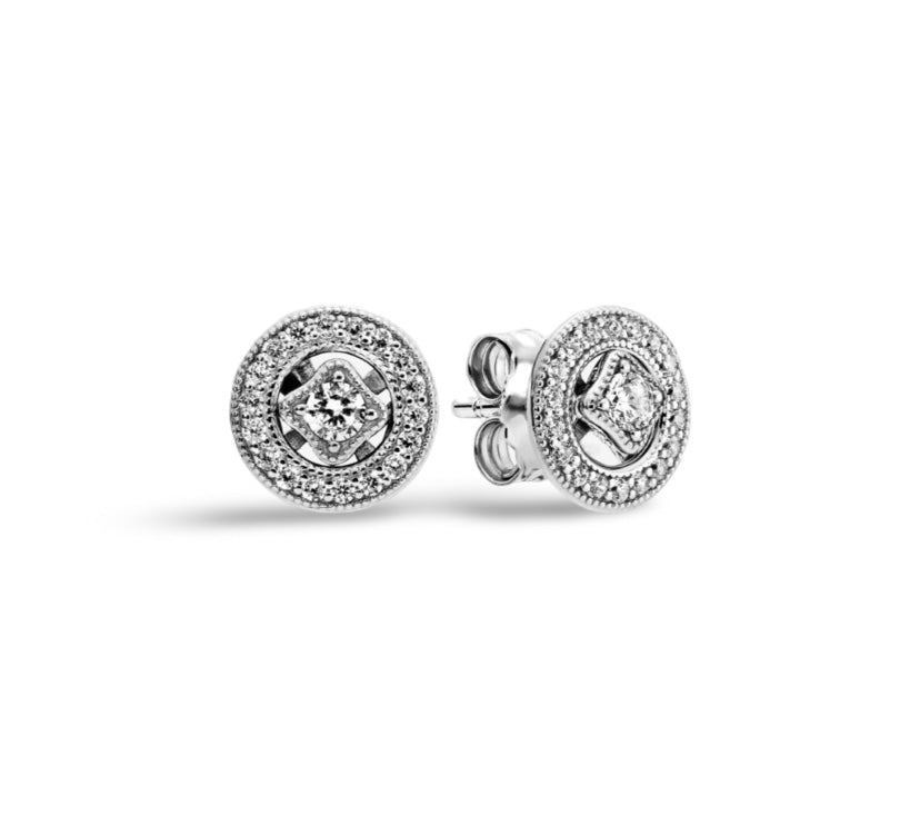 925 Sterling Silver Crystal Circle Stud Earrings