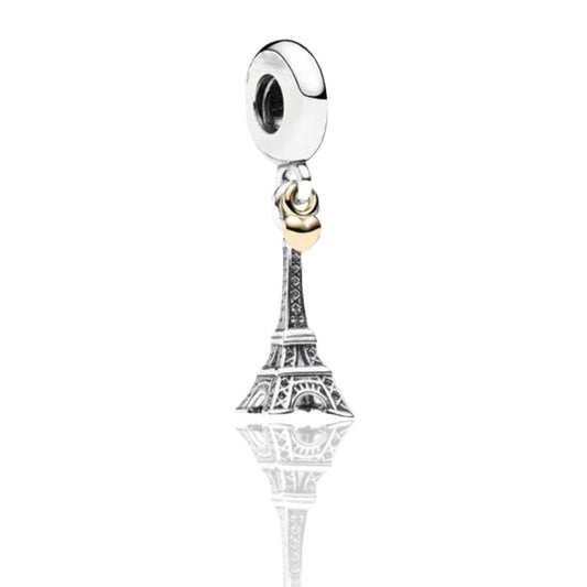 925 Sterling Silver Eiffel Tower Heart Charm