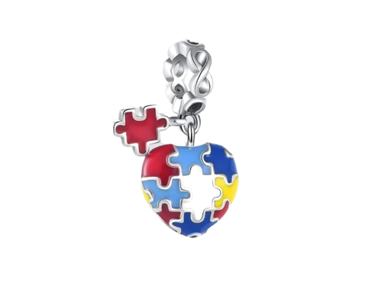 925 Sterling Silver Heart Puzzle Infinity Charm
