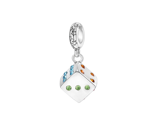 925 Sterling Silver Dice Dangle Charm