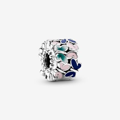 925 Sterling Silver Pink, Blue and Green Butterfly Spacer Charm