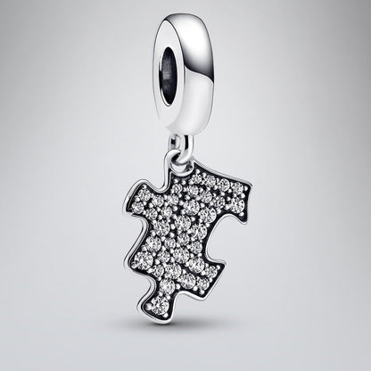925 Sterling Silver Puzzle Piece Dangle Charm