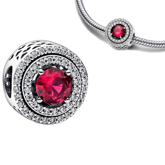 925 Sterling Silver Rouge Pave Charm
