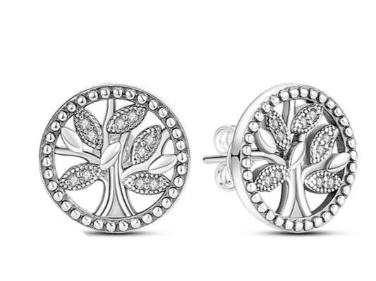 925 Sterling Silver Sparking Tree Stud Earrings