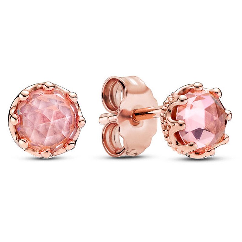 14k Rose Gold Plated 925 Sterling Silver Pink Twinkly Stud Earrings