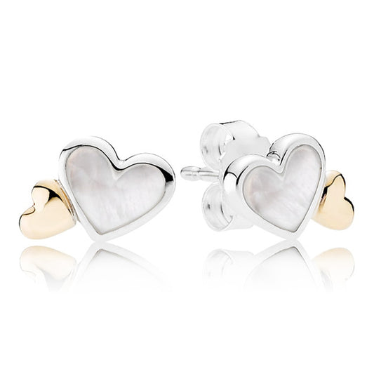 925 Sterling Silver Double Heart Stud Earrings